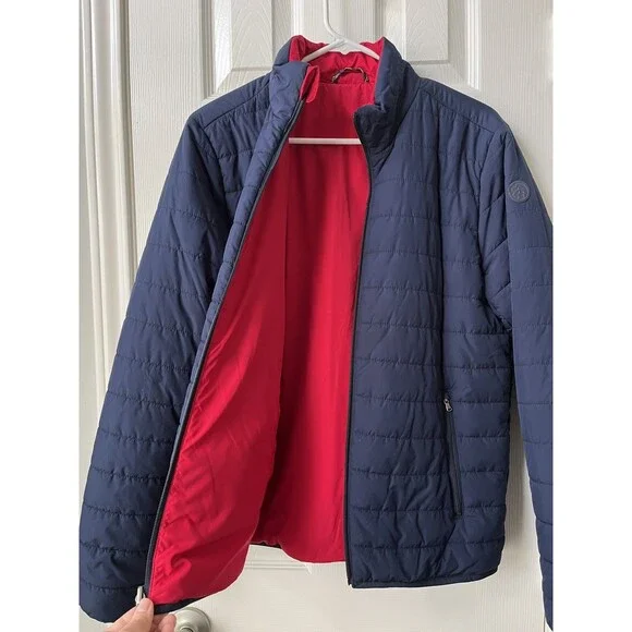 Brooks Brothers Reversible Jacket Mens Small Blue Red Quilted Puffer Full Zip - Picture 4 of 7